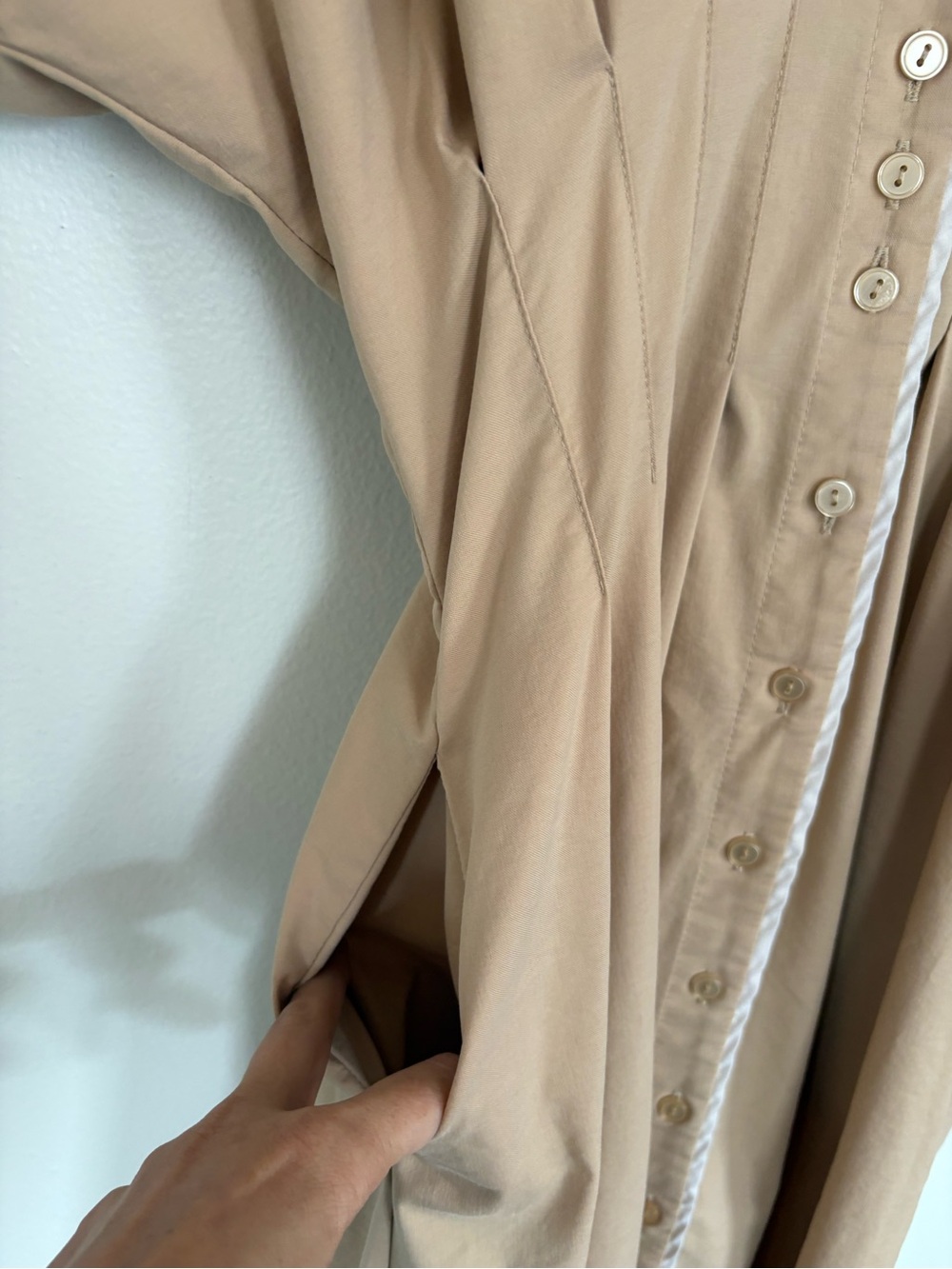 Anthropologie || Exquise Tobie Janie Midi Shirt Dress Fit + Flare Beige Tan S - Picture 4 of 10